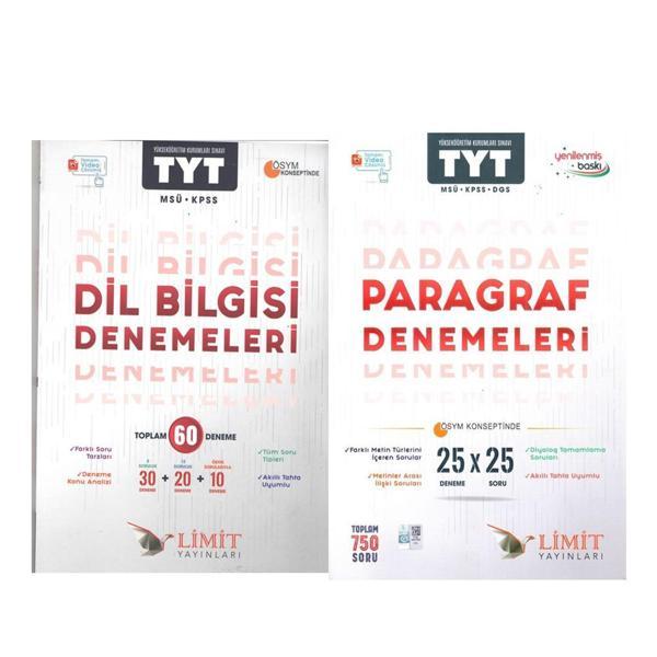 Limit Yayınları TYT Paragraf ve Dil Bilgisi Deneme Seti 2 Kitap - Limit Yayınları - Image 1