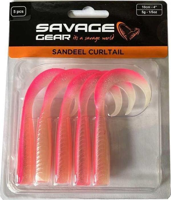 Savage Gear LB Sandeel Curltail 7cm Pink Glow 6 Adet Sahte Balık - Image 1