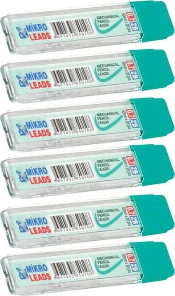 Kalem Ucu 2B 0,7 mm 6 Adet Mekanik Uçlu Otomatik Kurşun Kalem Ucu 2B 60mm x 0,7mm Siyah Mikro Uç Kısa - Image 1