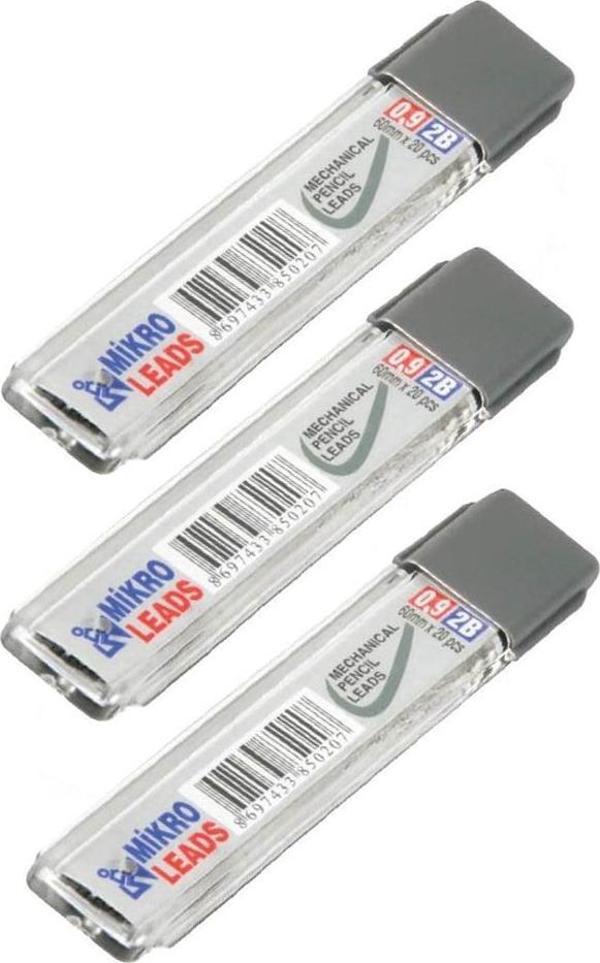 Kalem Ucu 2B 0,9 mm 3 Adet Mekanik Uçlu Otomatik Kurşun Kalem Ucu 2B 60mm x 0,9mm Siyah Mikro Uç Kısa - Image 1