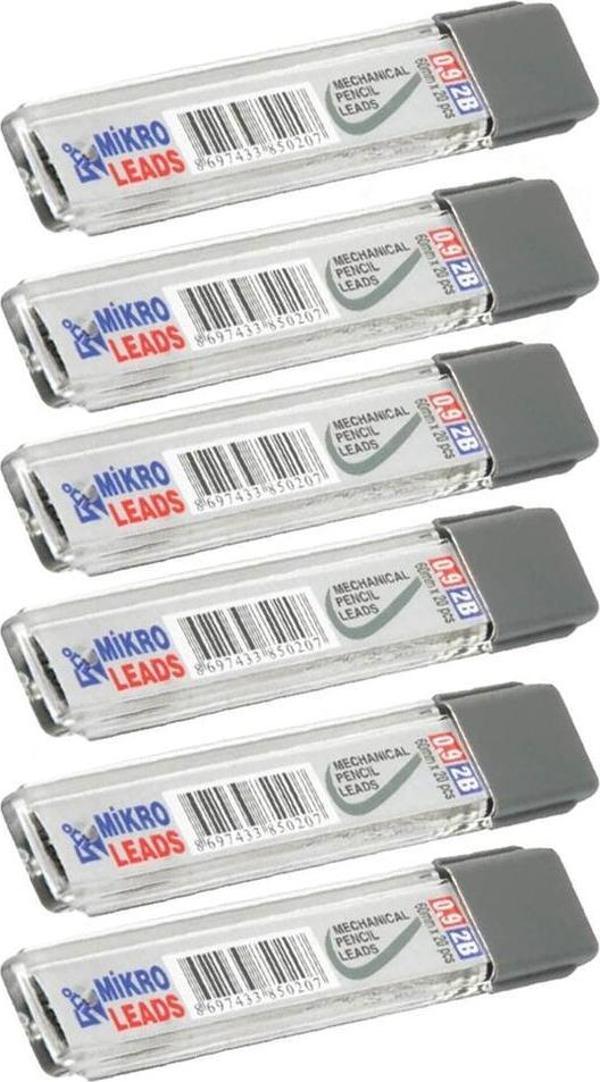 Kalem Ucu 2B 0,9 mm 6 Adet Mekanik Uçlu Otomatik Kurşun Kalem Ucu 2B 60mm x 0,9mm Siyah Mikro Uç Kısa - Image 1