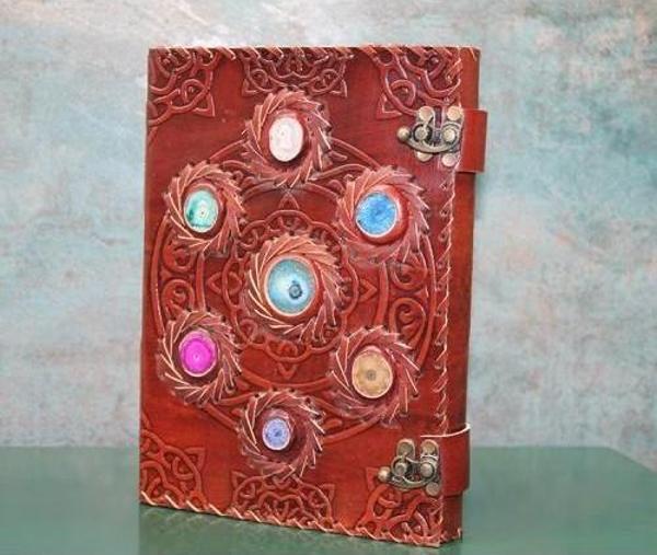 Büro Ev Ofis Hediyesi için Taşlı Tasarım Deri Defter - Image 1