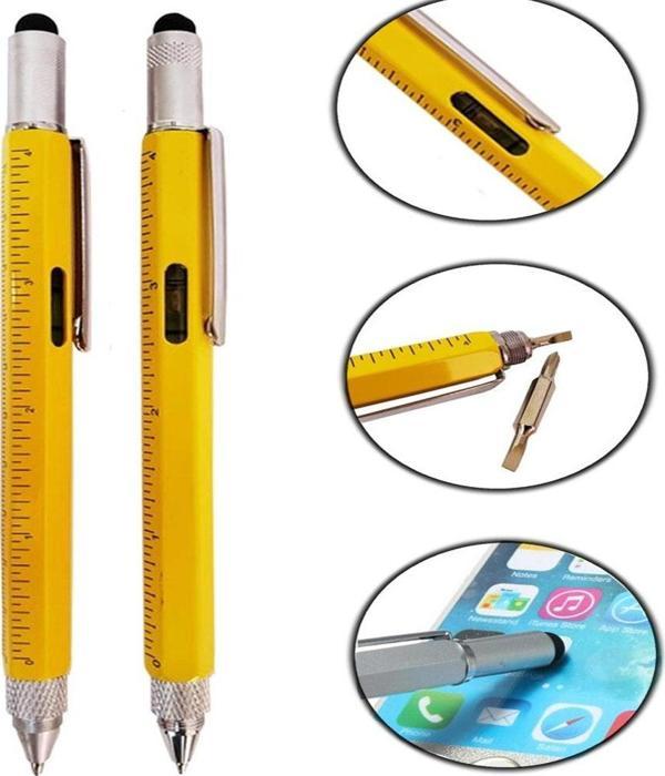 Büro Ev Ofis Hediyesi için Tekli Sarı Cetvel Tasarımlı Tükenmez Kalem - Image 1