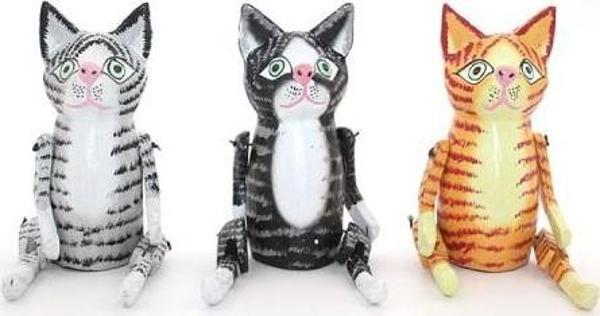 Büro Ev Ofis Dekoru için Hediyelik Ahşap Sallanan Kedi - Image 1