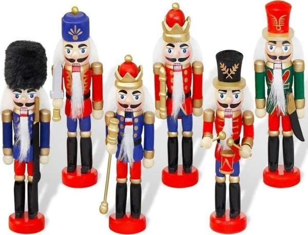 Büro Ev Dekoru için 6ADET Hediyelik 13CM Ahşap Kurşun Asker Biblo Seti - Image 1