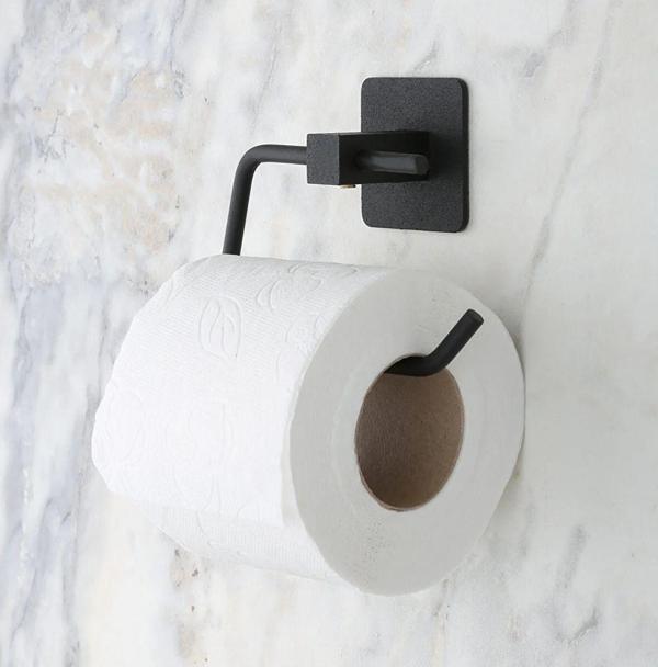 Banyo Dekoru için Yapışkanlı Paslanmaz Siyah Metal Kapaksız Tuvalet Kağıt Tutucu - Image 1