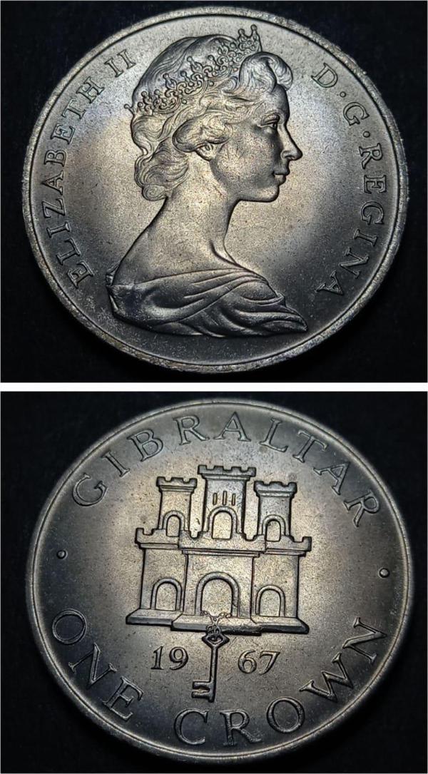 Escoines Koleksiyon 3996367f9059d23485 1967 ÇİL Cebelitarık 1Kron eski yabancı madeni para - Image 1