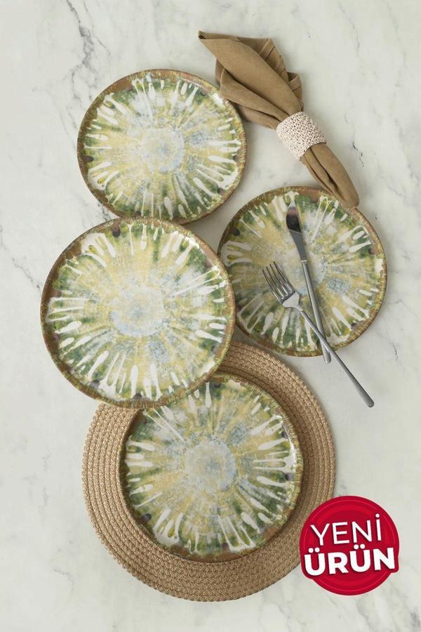 Keramika Green Ripple Nordıc Pasta Tabağı 22 Cm 4 Adet / 22896 - Image 1