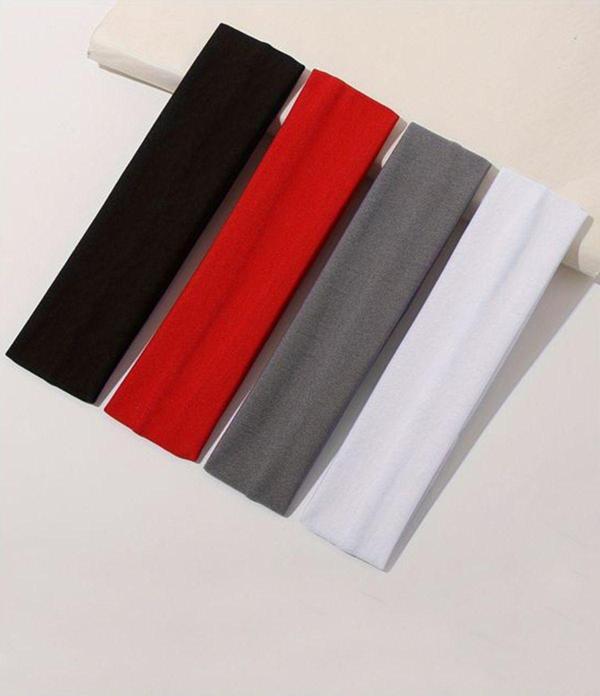 Kadın 4'lü Antrasit Siyah Beyaz Kırmızı  Esnek Bandana - Saç Bandı - Saç Tokası - Image 1