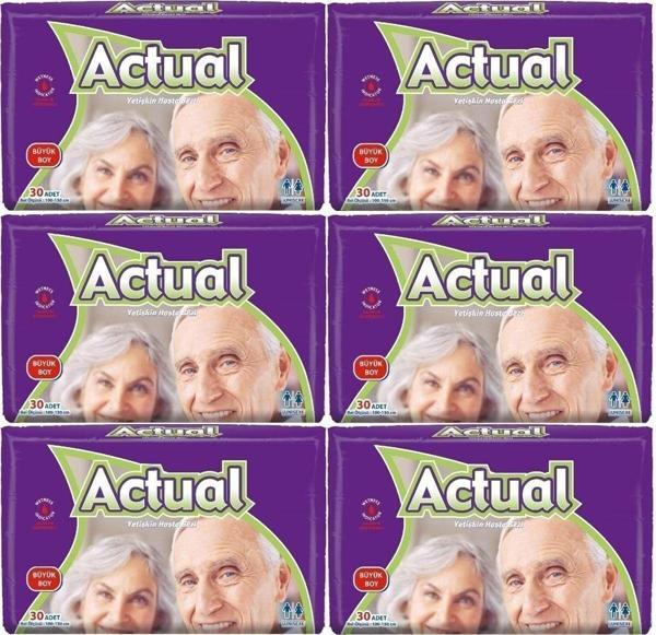 Actual Yetişkin Hasta Bezi Bel Bantlı L-Büyük 180 Adet (6Pk*30) - Image 1
