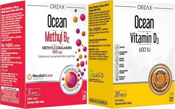 Ocean Methyl B12 Sprey 500Mcg 5Ml + Vitamin D3 600Iu Sprey 20Ml - Image 1