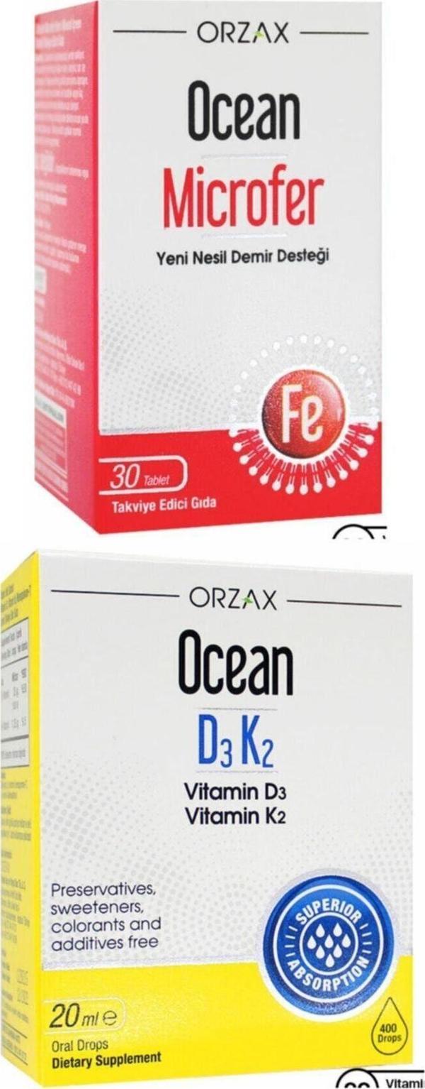 Ocean Microfer 30 Tablet + Ocean Vitamin D3K2 Damla 20 Ml - Image 1