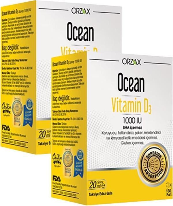 Ocean Vitamin D3 1000 Iu Oral Sprey 20 Ml 2 Adet - Image 1