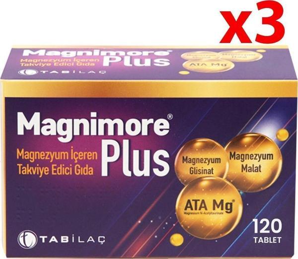 Magnimore Plus Magnezyum Içeren Takviye Edici Gıda 120 Tablet - 3 Adet - Image 1