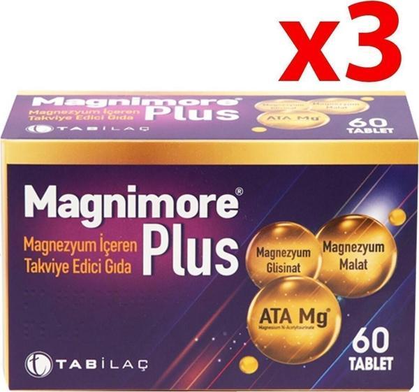 Magnimore Plus Magnezyum Içeren Takviye Edici Gıda 60 Tablet 3 Adet - Image 1