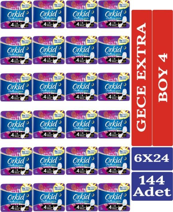 Orkid Platinum Gece Hijyenik Ped Gece Extra 144 Adet 6X24 - Image 1