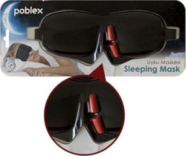 Poblex Uyku Maskesi 3D Siyah + Köpük Kulak Tıkacı - Image 1