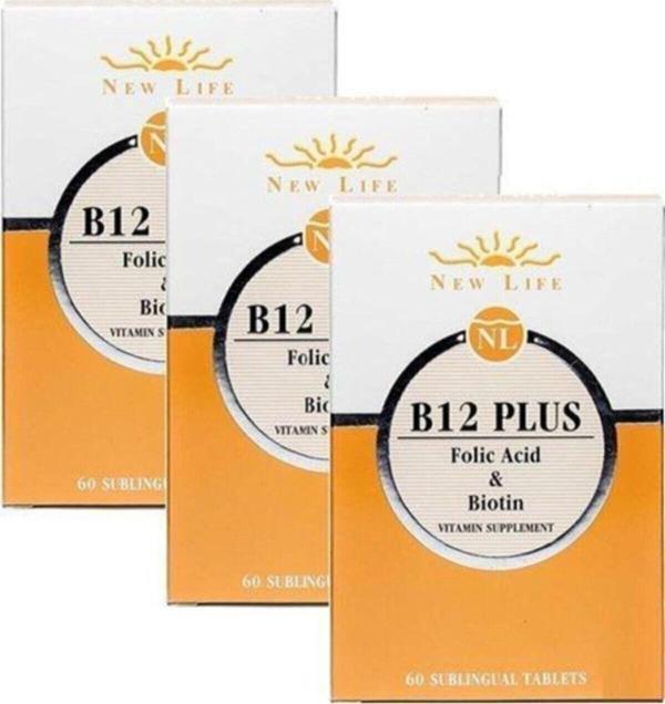New Life B12 Plus Methylcobalamin 60 Dilaltı Tablet 3'Lü Paket - Image 1