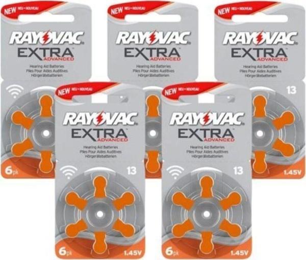 Rayovac Extra 13 Numara Pil Kulak Içi Işitme Cihazı Pili Kulaklık Pili 5 Paket Toplam 30 Adet Pil - Image 1