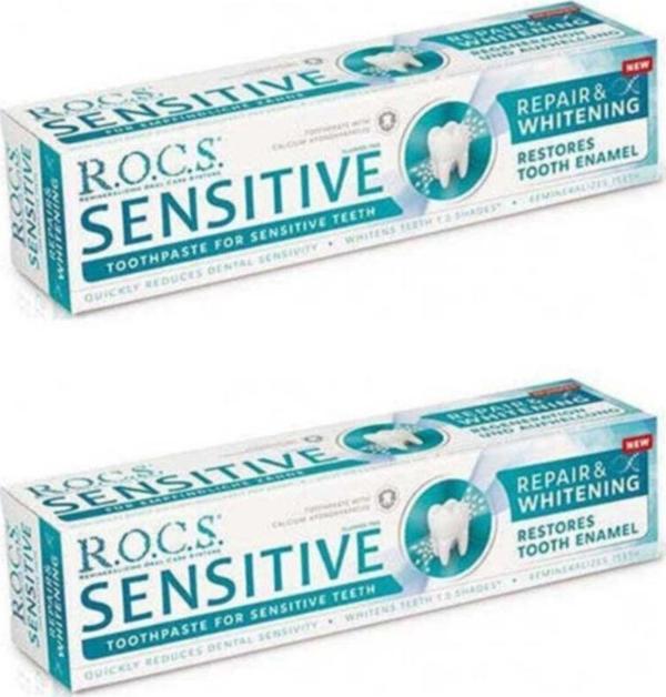 Rocs Diş Rocs Sensitive Repair Whitening Diş Macunu Onarım Beyazlatma (Florürsüz) 75Ml (2Li) - Image 1