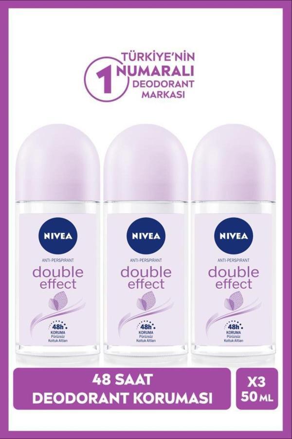 Nıvea Kadın Roll-On Deodorant Double Effect 50Ml, Ter Kokusuna Karşı 48 Saat Koruma, X3 Adet - Image 1