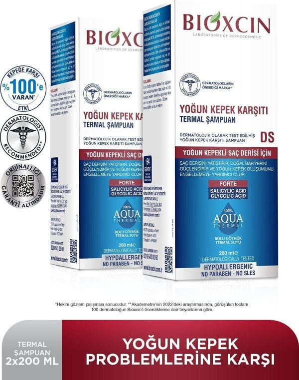 Bioxcin Aqua Thermal Ds Yoğun Kepeğe Karşı Etkili Şampuan 200 Ml 2 Li Set - Image 1