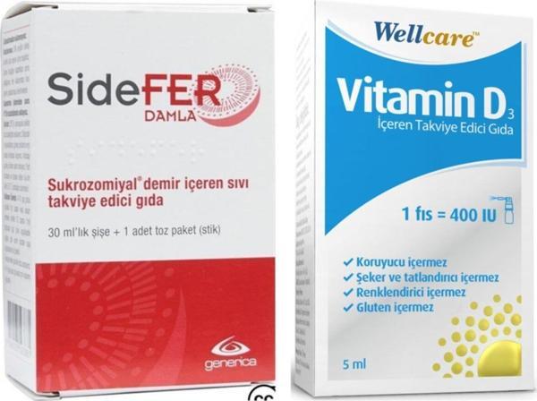 Sidefer Damla 30 Ml Ve Wellcare Vitamin D3 400Iu 5 Ml Sprey - Image 1