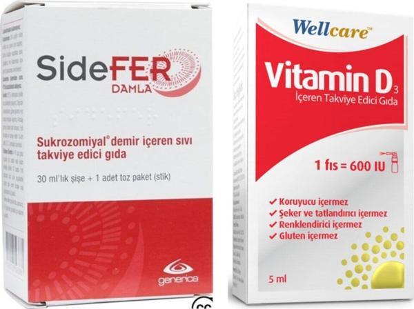 Sidefer Damla 30 Ml Ve Wellcare Vitamin D3 600Iu 5 Ml Sprey - Image 1