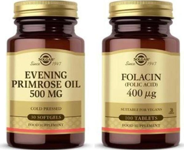 Solgar Evening Primrose 500 Mg 30 Kapsül+ Folic Acid 400 Mcg 100 Tablet - Image 1