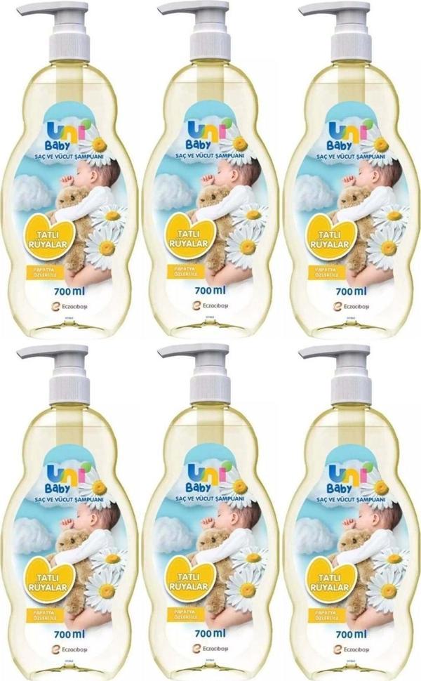 Uni Baby Bebek Şampuanı 700Ml Tatlı Rüyalar (Pompalı) (6 Lı Set) - Image 1