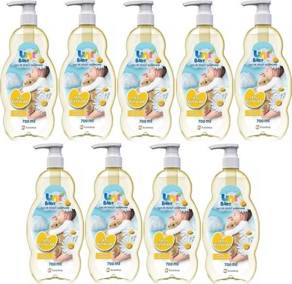 Uni Baby Bebek Şampuanı 700Ml Tatlı Rüyalar (Pompalı) (9 Lu Set) - Image 1