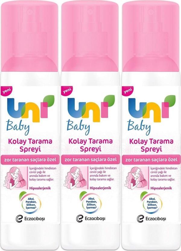 Uni Baby Kolay Saç Tarama Spreyi 200Ml (Yeni) Zor Taranan Saçlara Özel (3 Lü Set) - Image 1