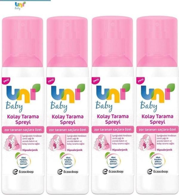 Uni Baby Kolay Saç Tarama Spreyi 200Ml (4 Lü Set) Zor Taranan Saçlara Özel - Image 1