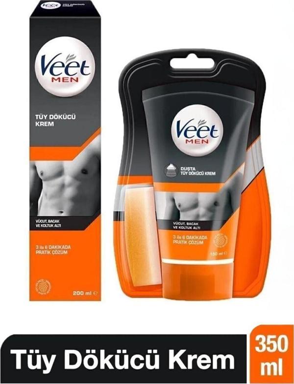 Veet Men Erkeklere Özel Tüy Dökücü Krem Normal Ciltler 200Ml + Duşta Tüy Dökücü Krem Normal Ciltler 150Ml - Image 1