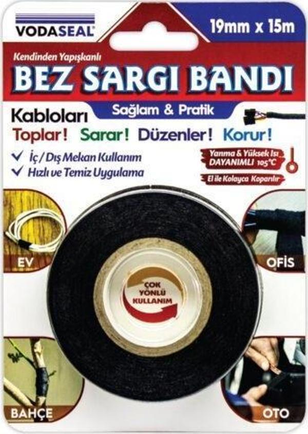 VodaSeal Yapışkanlı Bez Sargı Bandı Kablo Toplayıcı - 19 mm x 15 mt. - Image 1
