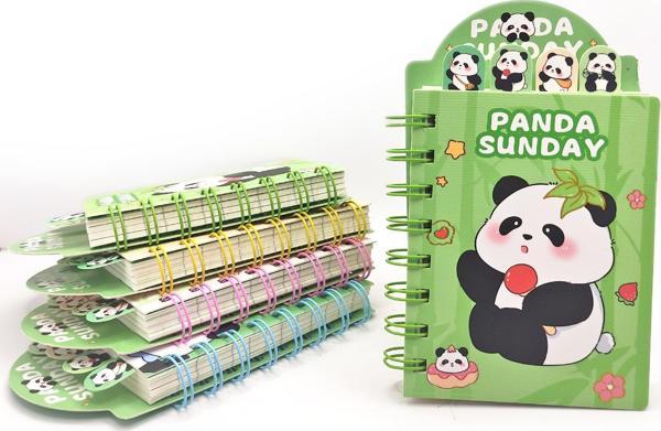 Sevimli Panda Ayraçlı Mini Not Defteri (9x14,5 cm) - Süslü Panda - Image 1