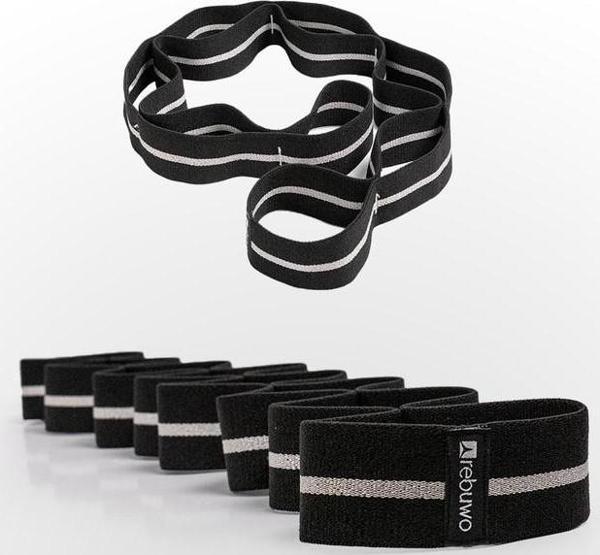 Rebuwo Sekiz Kademeli Pilates Bandı Direnç Bandı Yoga Lastiği Esneme Kayışı Siyah - Image 1
