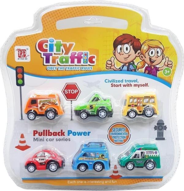 Mini 6'lı Çek Bırak Araba Seti Koleksiyon - Image 1