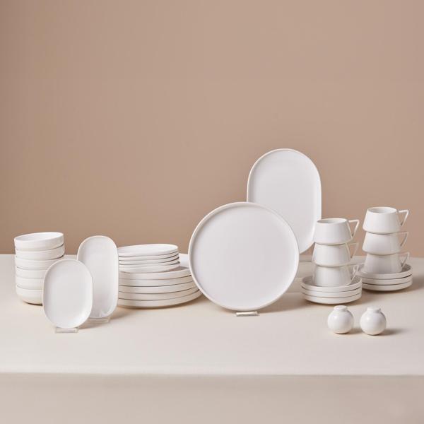 Karaca Stream Bone Meridian 34 Parça 6 Kişilik Kahvaltı Takımı Beyaz - Image 1