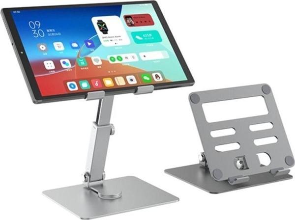 Tüm Tabletlerle Uyumlu 360° Dönebilen Katlanabilir Ayarlı Alüminyum Tablet Telefon Tutucu - Image 1