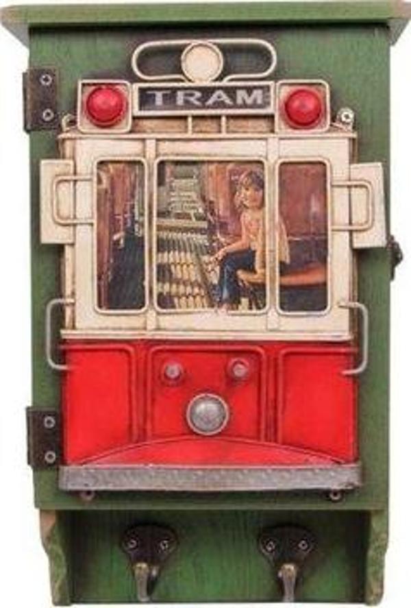 Mnk Dekoratif Metal Anahtarlık Çerçeveli Tramvay Dekorlu - Image 1
