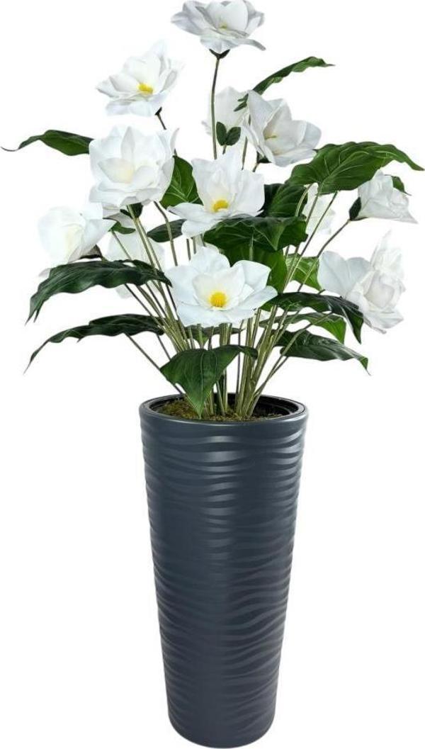 Yapay Çiçek Manolya Antrasit Kumsal Vazoda 125*60cm - Image 1