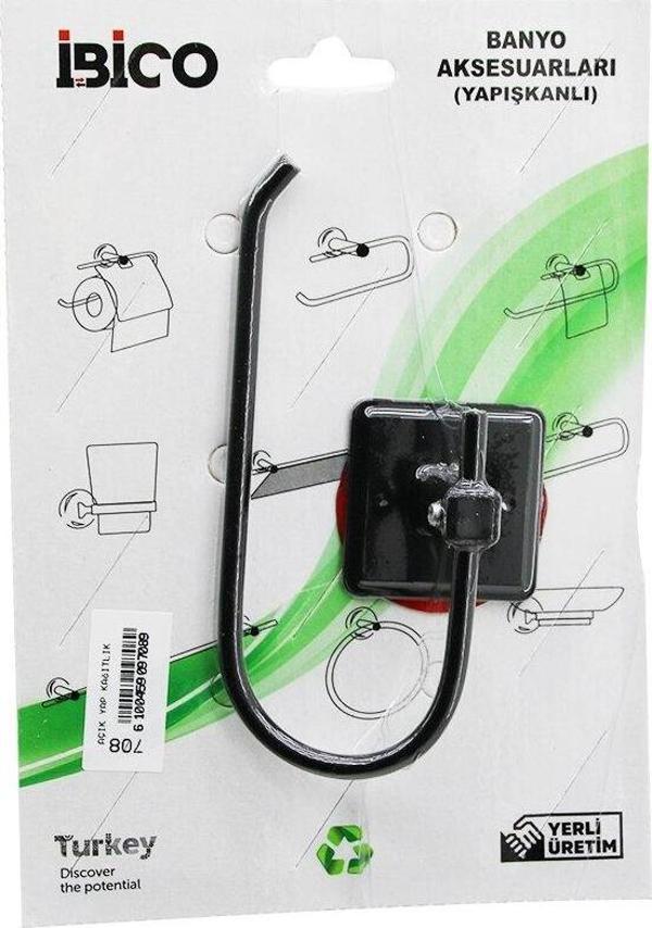 SİYAH   METAL   AÇIK WC  KAĞITLIK  YAPIŞKANLI MONTAJ  BNY-708 (2818) - Image 1