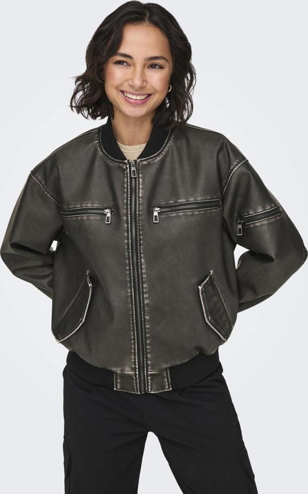 Only 15319095 Onlhallı Faux Leath Oversıze Bomber Otw Ss Kadın Pıu Mont - Image 1
