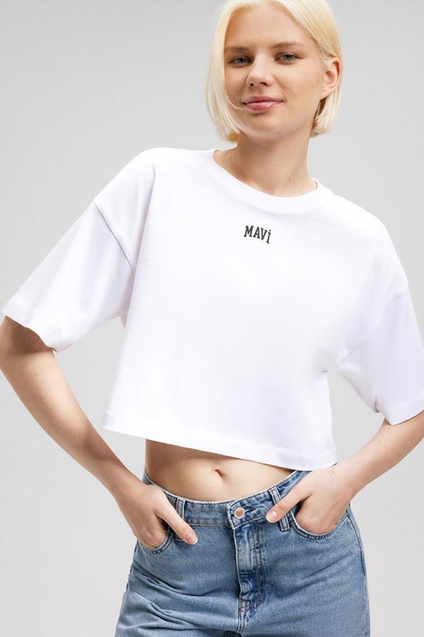 Mavi M1611585-620 Yuvarlak Yaka Kısa Kollu Penye Tişört Ss Kadın T-Shirt - Image 1