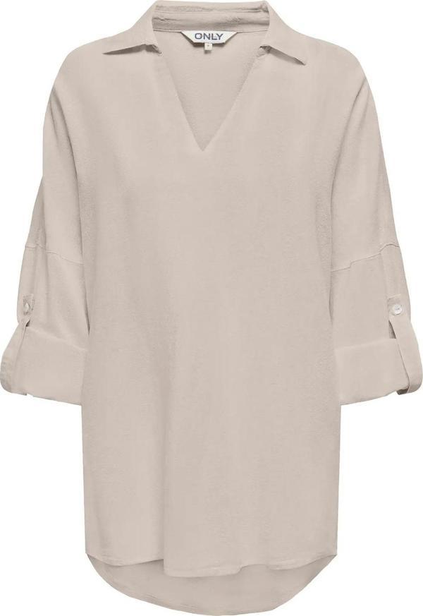 Only Kadın Onlcaro Önü Kısa Arkası Uzun Keten Tunik 15338898 Bej - Image 1