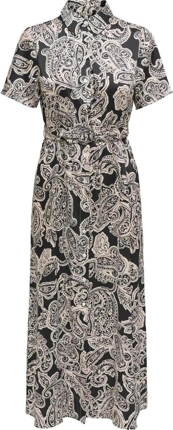 Only Kadın Onlpaula Desenli Toka Kemerli Maxi Elbise 15341613 Siyah - Image 1