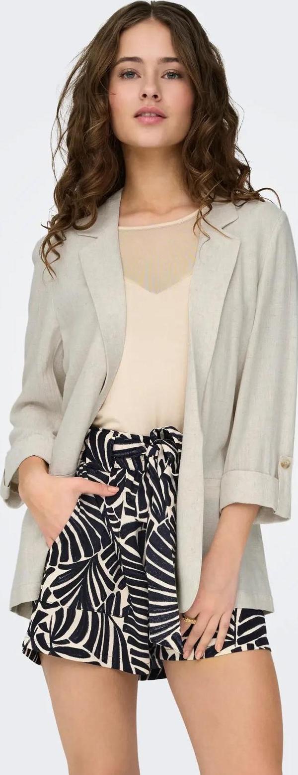 Only Kadın Onlsıesta Rahat Kalıp Keten Blazer Ceket 15322274 Bej - Image 1