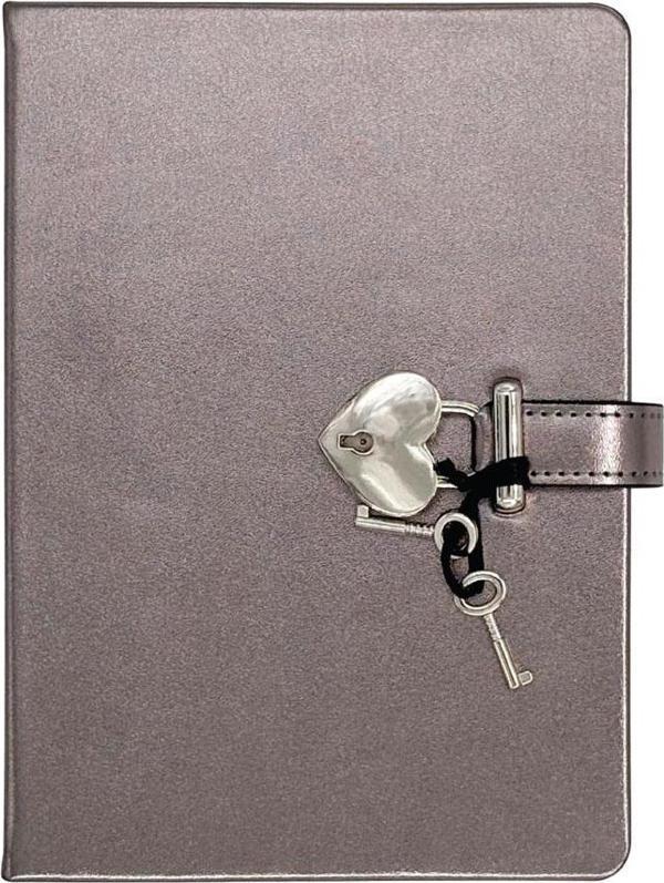Victoria's Journals Hush Hush Kilitli Kutulu Metalik Çizgili Defter Platinum 124-1908 - Image 1