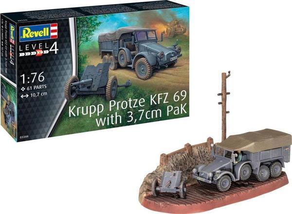 Revell Maket Model Kit Askeri Krupp Protze Kfz 69 3,7cm Pak 03344 - Image 1